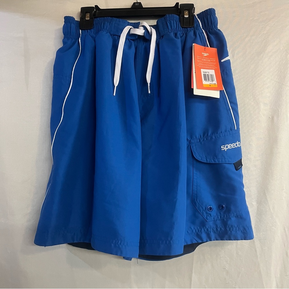 Speedo Men’s Volley Cargo Malibu Blue Swim Trunk size Small 7840260K NWT